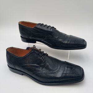 David Eden Genuine Ostrich Dress Shoes Black Lace Up Handmade Men's size 10.5